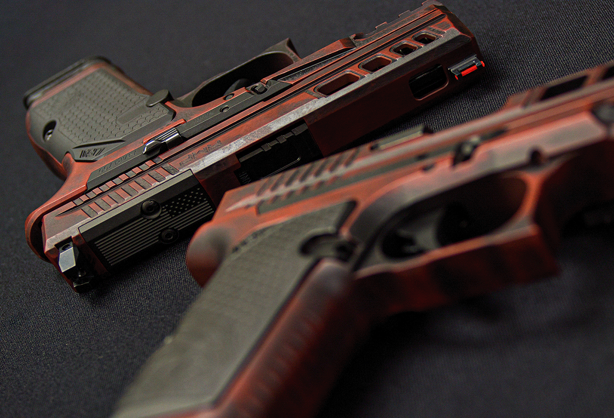 Red firearms promotional photograph
